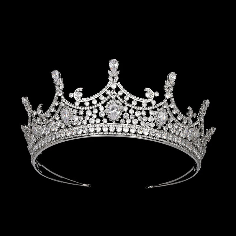 Simple Classic Bridal Hair Accessory Party Round Crystal Tiara Zircon Headpieces Luxury Large Pageant Crowns for Women BC6670
