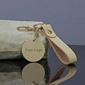 Personalized Gift Detachable Strap Lobster Clasp Embossed Logo Vegetal Engraved Leather Keychain Blanks With Tag