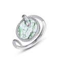 Wholesale Gemstone Agate Rings Snake Animal 925 Sterling Silver Jewelry Dainty Natual Moss Agate Ring