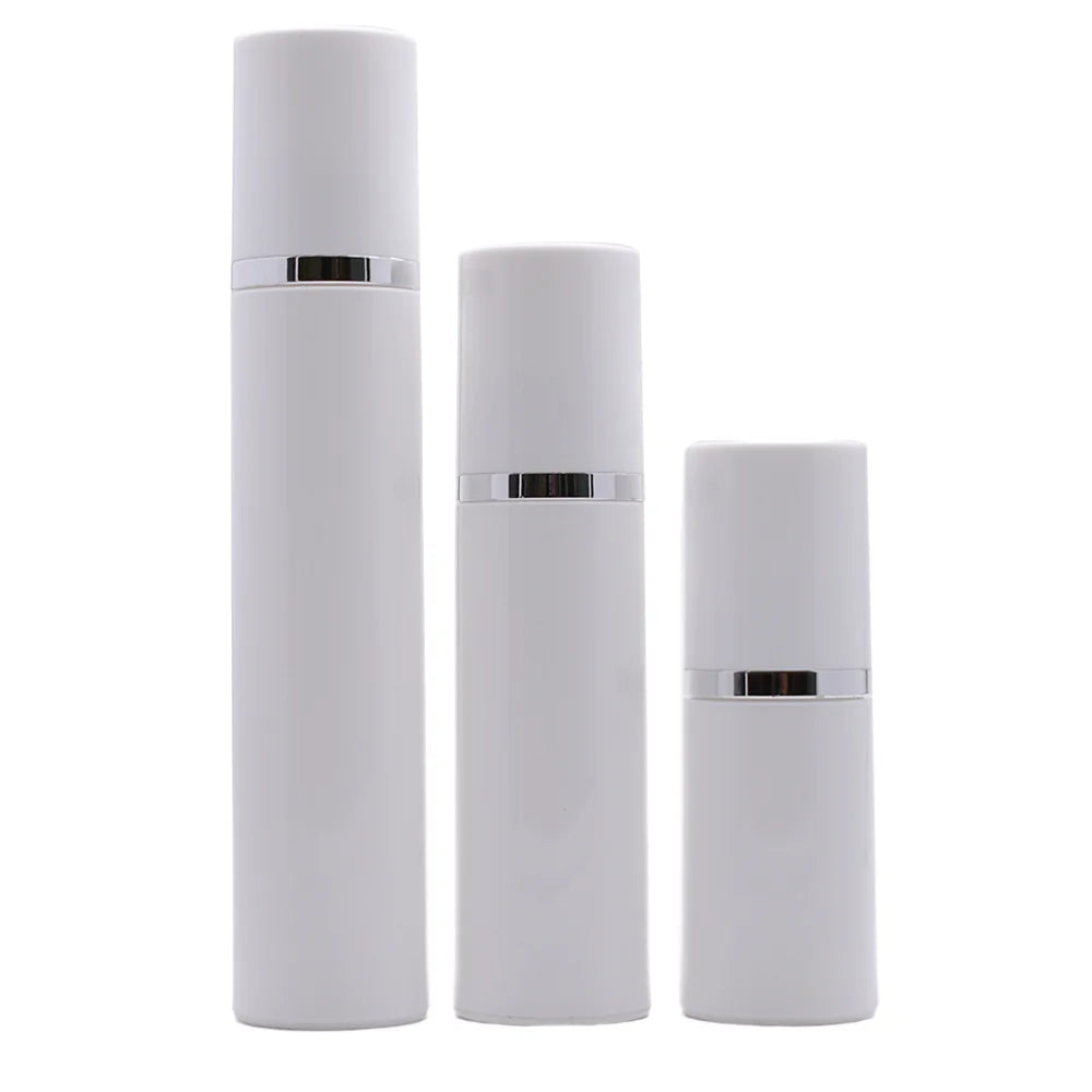 White 15ml 30ml 50ml PP Airless Pump Bottle with Screw Cap ABS Cylindrical Seal for Face Cream Aerosol Eye Cream