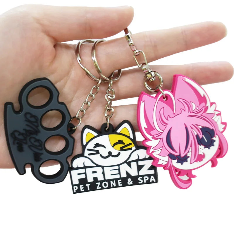 Custom Shaped Cute Cartoon 2d3d Pvc Anime Toys Kid Silicone Key Ring Pvc Keychain Rubber Key Chains