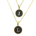 PVD Gold Plated New Fashion Statement Gifts Round Pendant Name Letter Stainless Steel Initial 26 Alphabet Necklace for Women