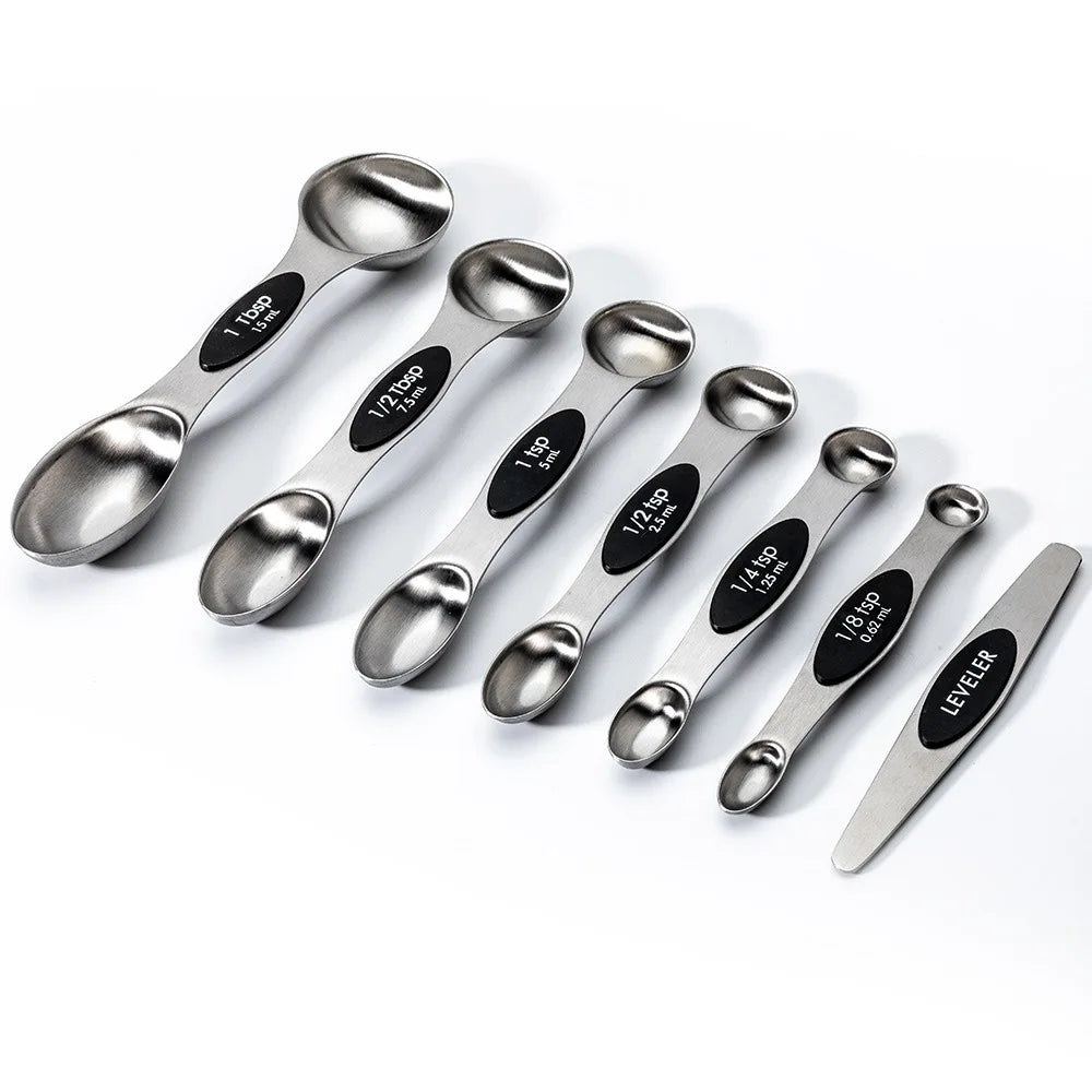 Hot Selling Stainless Steel Magnetic Double Head Measuring Spoon Set Eco-Friendly Metal Kitchen Tool for Home Food Used for Salt