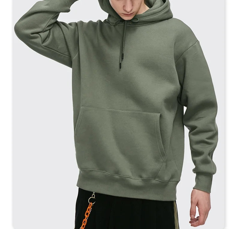 Premium 350gsm  Men Oversized Blank Drawstring Hoodie Heavy Essentials Men Heavyweight Oversize Hoody