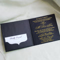 Gold Foil Initials Name logo Hardcover Wedding Invitation with Pocket MegaBDM