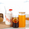 500ml 16oz Sublimation Can Shaped Tumbler Glass Cup Beer Glasses With Lids and Straws