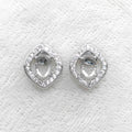 Sterling Silver 4*6mm Semi Mount Stud Earrings Empty Support Blank Claws Setting S925 Base Without Center Stone for DIY Inlay