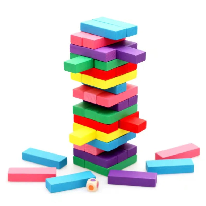 2024 New Design Children's Colorful Wooden Puzzle Building Blocks Learning Educational Wooden Game Board