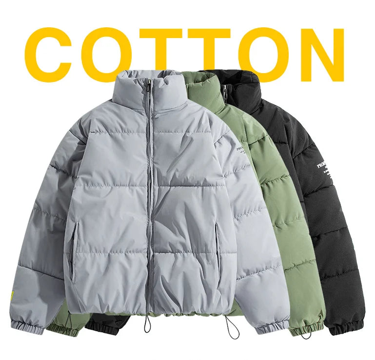 Custom Winter Clothing Stand Collar Men's Knitted Plus Size Casual Down Puffer Jacket Zipper Loose Bubble Coat