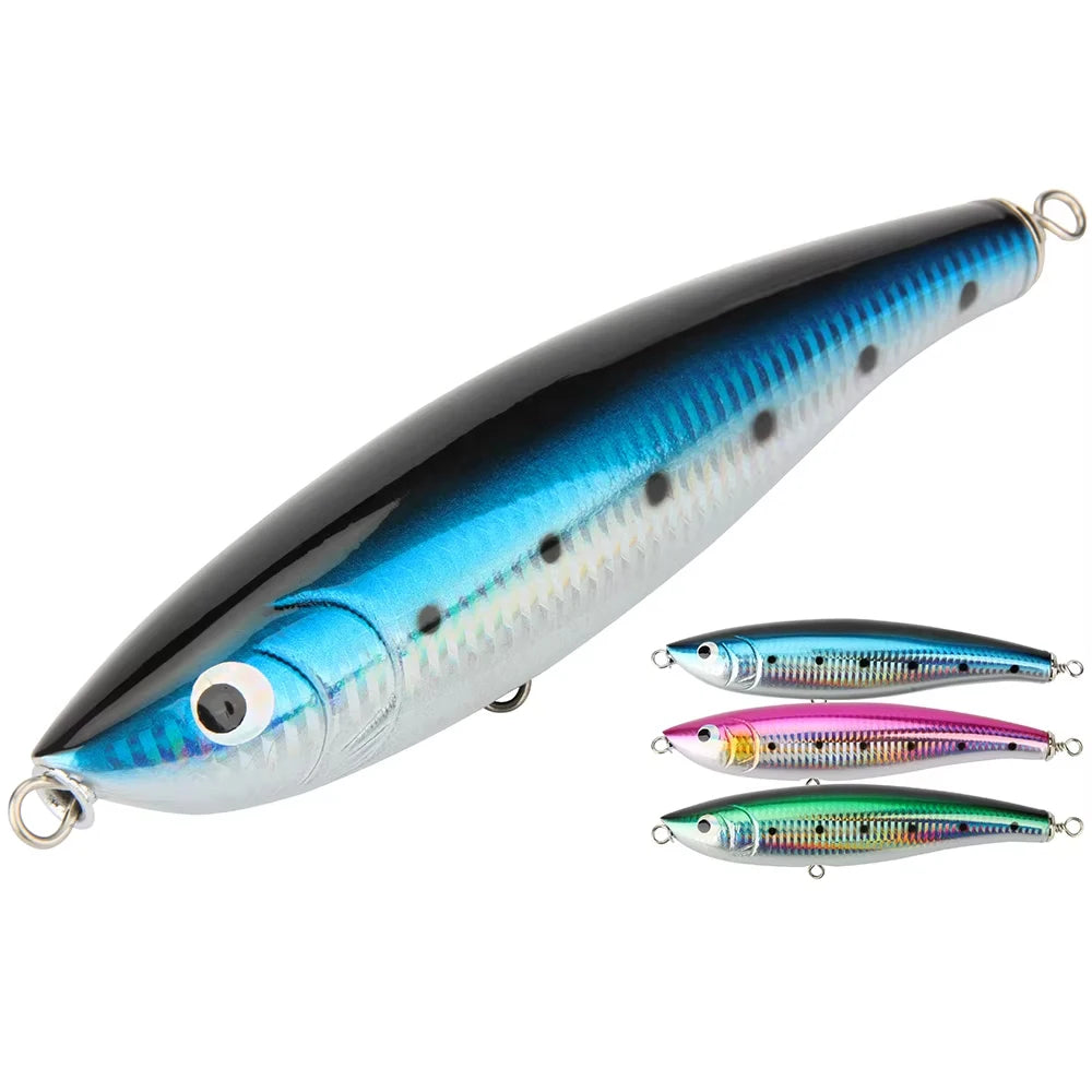 Spinpoler Topwater Tuna Fishing Lure Popper Trolling Lure 69g/17.5cm Pencil Boat Artificial Bait Wooden Stickbait Deep Sea