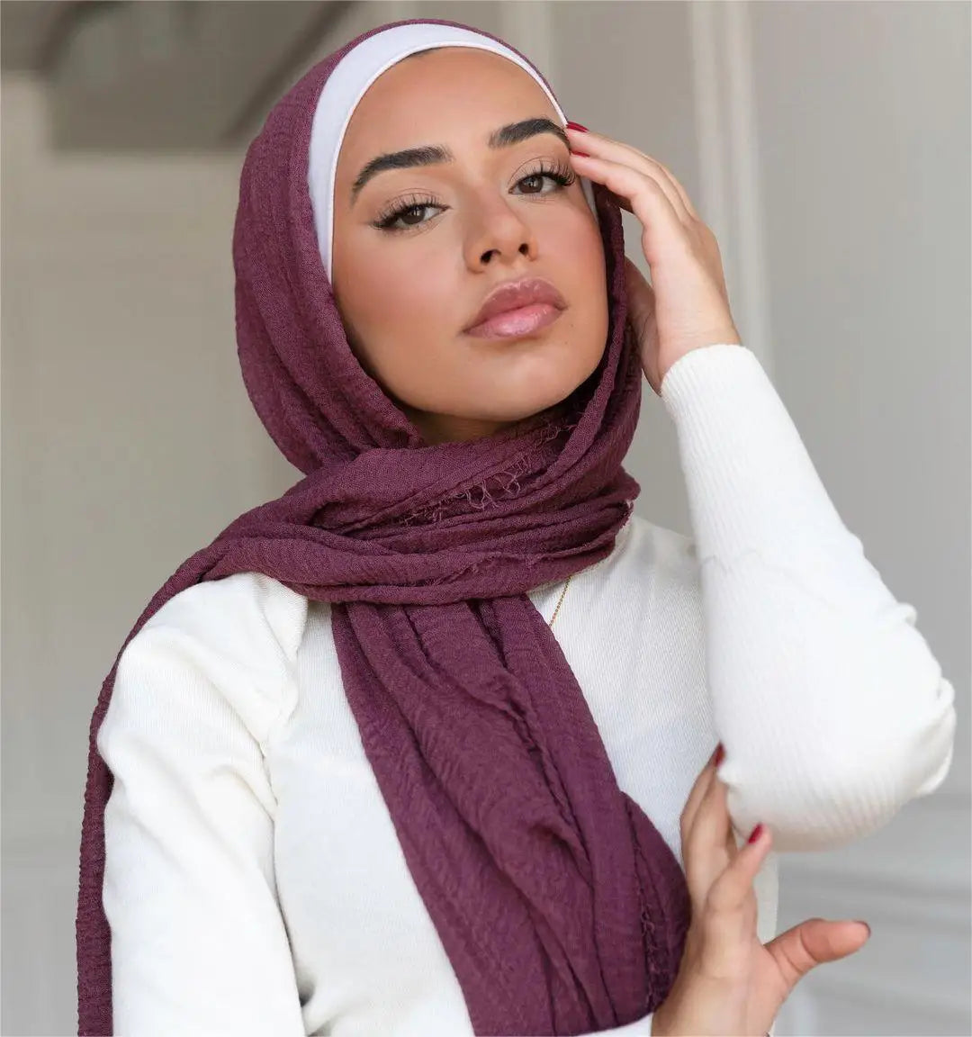 GLS046 Wholesale China Custom Head Scarves Cheap Women Ethnic Muslim Voile Hijabs Cotton Scarves and Shawls