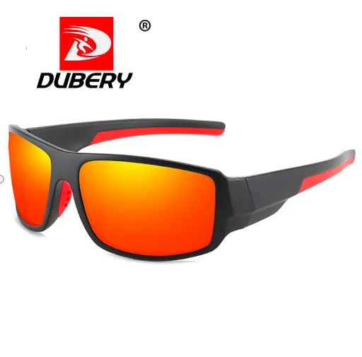 DUBERY UV400 Polarized Sunglasses Custom Logo Square Matt Black Vintage Full Rim Adjustable Strap Cycling Sunglasses for Men