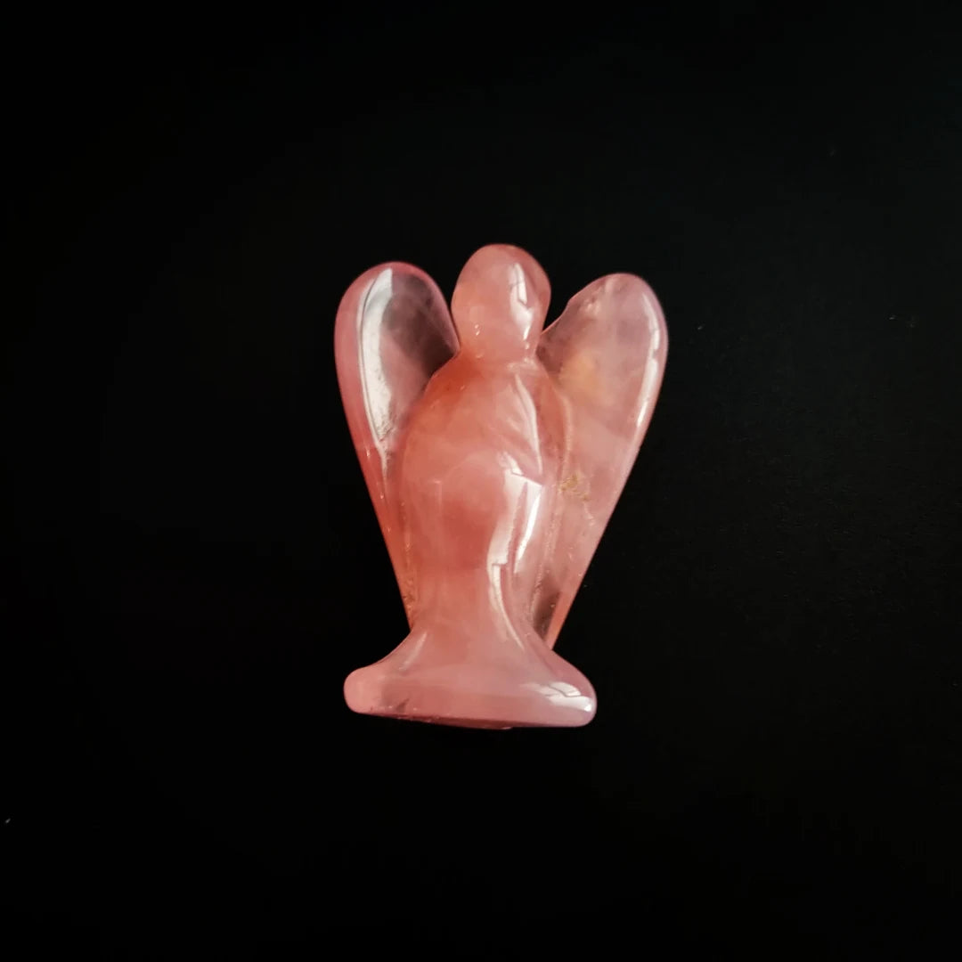 Huiying 2 Inch Wholesale Natural Rose Quartz Angels Hot Sale Natural Beautiful Carved Angel Stone Statue Crafts