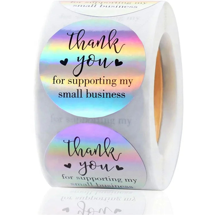 Thank Youstickers 1.5 Inch Round Holographic Thank You for Supporting My Small Business Sticker for Envelope Seals