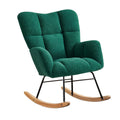 Modern Rocking Chair Single Sofa Chair Teddy Glider Rocker Accent Chair with Wood Base and Side Pocket for Living Room Bedroom