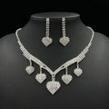 European and American Fashion Jewelry Set Bling Rhinestone Necklace Earrings Jewelry Set Heart Bridal Wedding Jewelry Sets