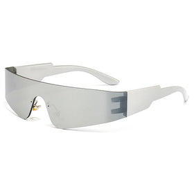 2024 New Arrivals Oversized One-Piece Sunglasses Retro Sports Rimless Y2K for Women Men Available in Purple Blue Tea PC Frame