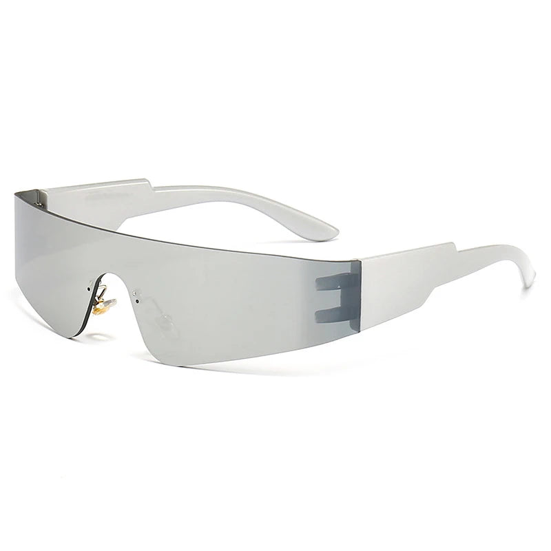 2024 New Arrivals Oversized One-Piece Sunglasses Retro Sports Rimless Y2K for Women Men Available in Purple Blue Tea PC Frame