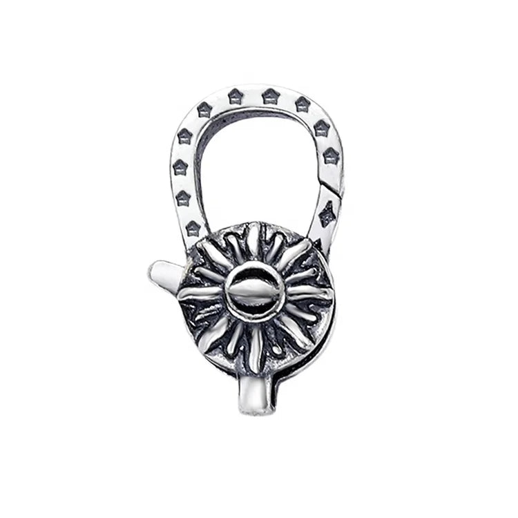 Oxidized Coating Solid 925 Sterling Silver Sun Flower Shape Lobster Clasp Silver Lock Findings for Bracelet & Necklace Jewelri