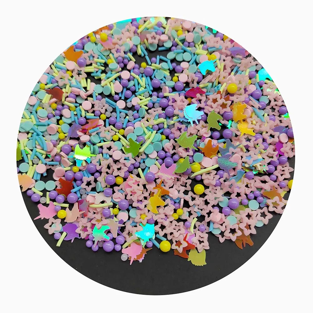 500g/Lot Polymer Clay Plastic Slice Sprinkles Round No Hole Beads Candy Sprinkles Star Mix Sequins Slime Fillers Decor