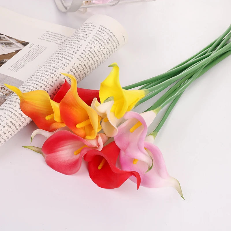 Simulation Calla Lily Wholesale PU Material Bride Holding Flowers Living Room Dining Table Place Home Decoration