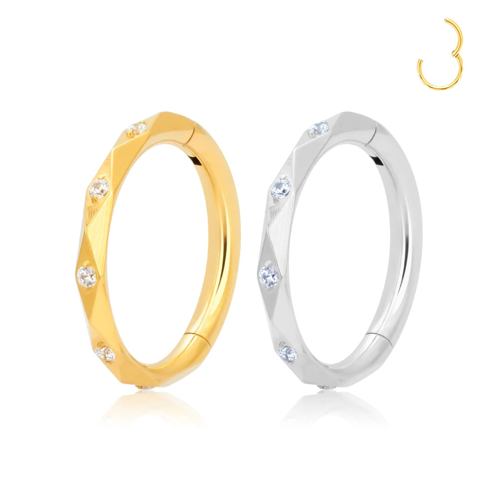ASTM F136 Titanium Nose Septum Ring CZ 16G Hinged Segment Ear Cartilage Tragus Earrings Helix Daith Clicker Piercing Jewelry