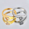Wholesale Fashionable Minimalist Jewelry Anniversary Gift Gold Plated Stainless Steel Heart Zircon Ring