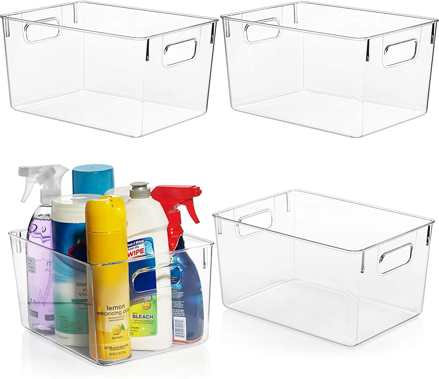 IMODE Wholesale 4 Packs Perfect Kitchen Organization Pantry Storage Clear Space Saving Plastic Storage Bins