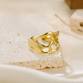Trendy Adjustable Gold Plated Chunky Irregularity Carve Ring for Women Stainless Steel Ring