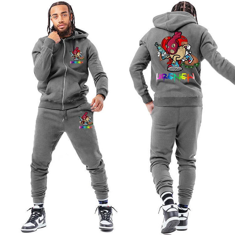 Custom logo Streetwear Mens Sweat Suits Outdoor Cotton Jogger Sweatsuit Two Piece Tech Fleece Unisextracksuit Set