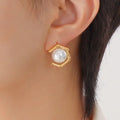 OEM Bijoux Plaqus Stainless Steel Bridal Stud Earrings 2023 Non-Tarnish Freshwater Pearl Party Jewelry for Women