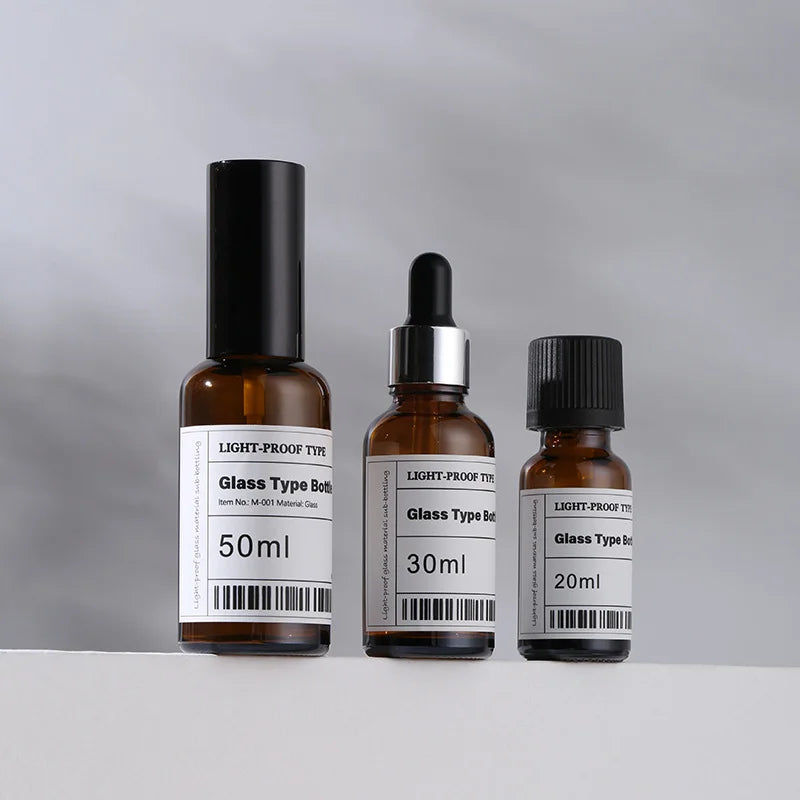 Label Sticker Printing Amber Glass Dropper Bottle 30ml Essential Oil Empty Bottles Package for Serum or Lotion