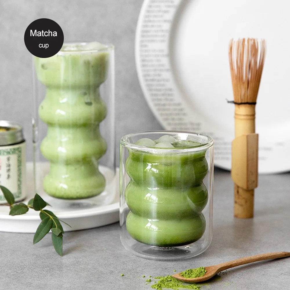 OEM Heat Insulated Borosilicate Glass Double Walled Coffee Cup for Tea Matcha Milk Juice Ice Water
