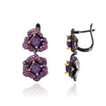 Abiding Two Flower Earring 925 Sterling Silver Natural Amethyst Gemstone Drop Earrings Women Statement Fashion Jewelry Wholesale