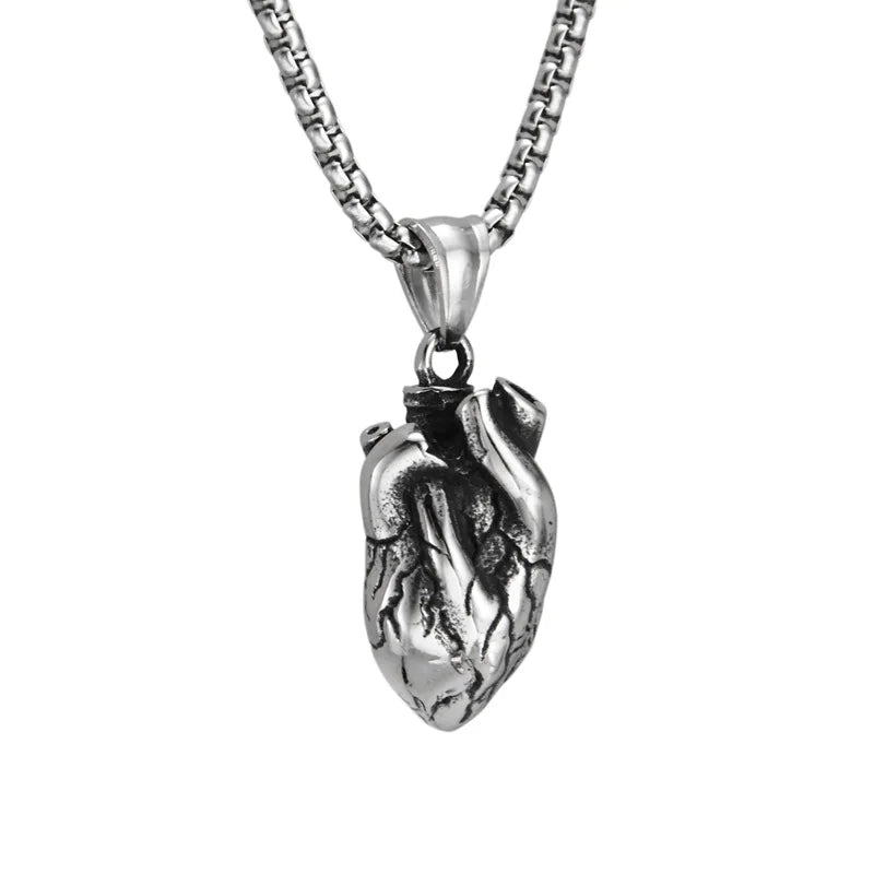 2022 Newest Punk Complete 3D Heart Pendant Man Necklace