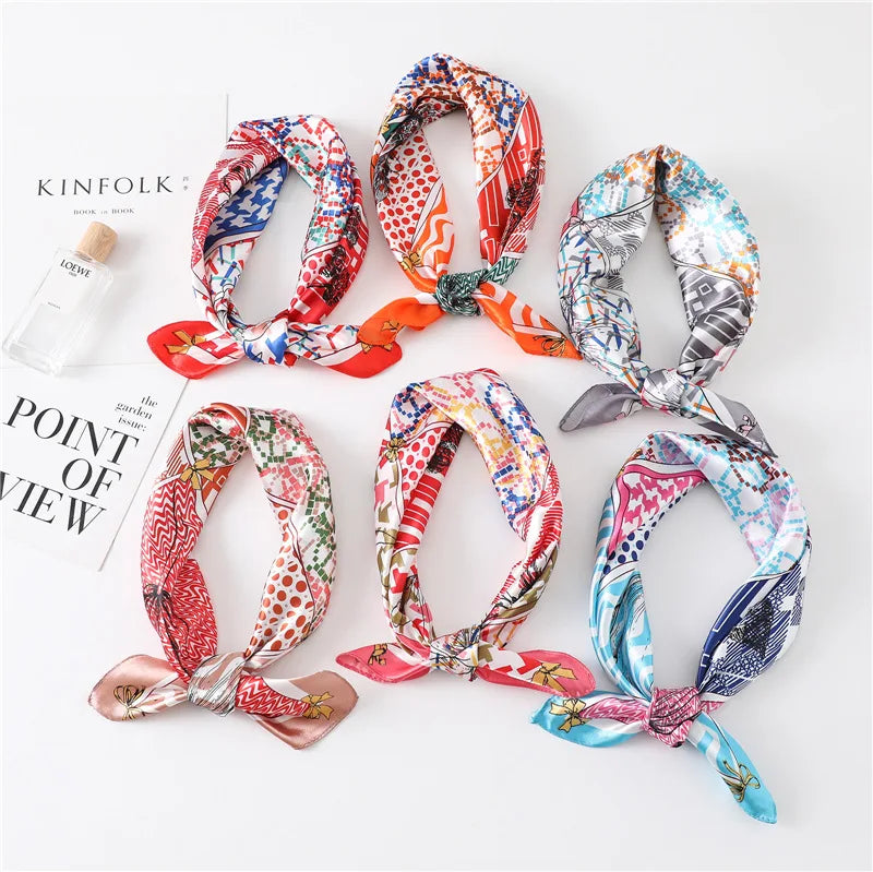 Printed Imitate silk Scarf Ladies 2026 New Bib  Wild Decorative Scarf Plaid Scarves Color Matching Explosive Wholesale
