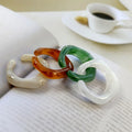 Elegant Women Jewelry Jade Green Resin Open Rings Adjustable Marble Pattern Irregular Acrylic Finger Rings