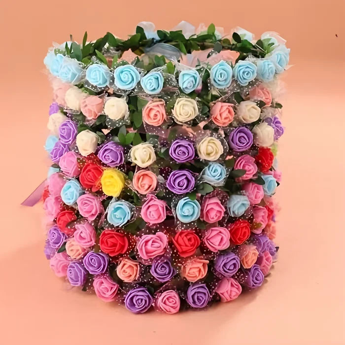 Party Foam Rose Flower Wreath Crown Headband Floral Headpiece Garland Halo for Beach Wedding Photography Props
