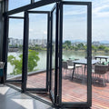Customized Waterproof Soundproof Hurricane Impact Resistant Aluminum Alloy Sliding Bi-Fold Doors Double Tempered Glass Outdoor