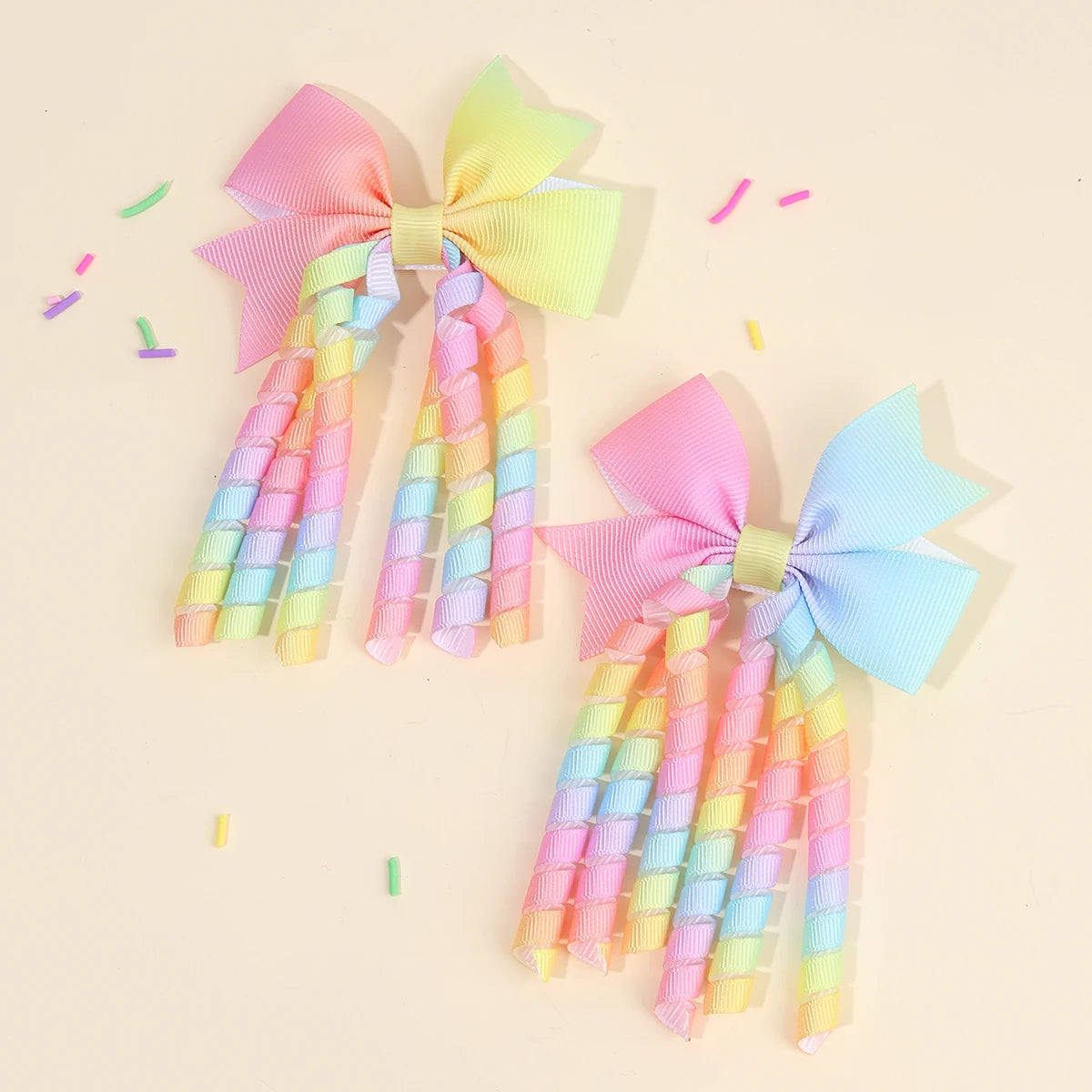 CN 2Pcs Factory Customized Color Fabric Boutique Sweet Solid Color Hair Pins Curly Hair Bows Clips for Girls