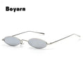 Boyarn for Mens Female Retro Metal Yellow Red Vintage Women Man Small Oval Sunglasses UV400
