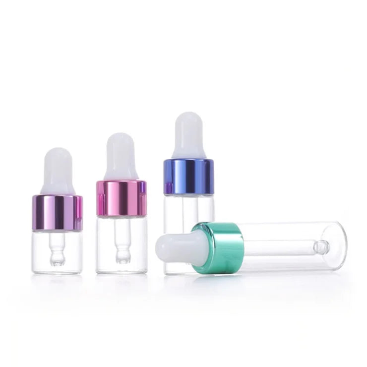 1ml 2ml 3ml 5ml Aluminum Cover Hair Oil Cosmetic Packaging Small Glass Essential Oil Dropper Bottle