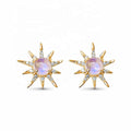 Gemnel Luxury Jewelry 925 Silver 18k Gold Starlight Moonstone Natural Gemstone Studs Earrings