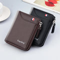 High Quality Custom Sport Bifold Stripe Slim European Short Wallet Leather for Men MegaBDM
