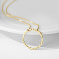 Hot Selling Silver Gold Color 316L Stainless Steel 20MM Harmmered Circle Pendant Necklace