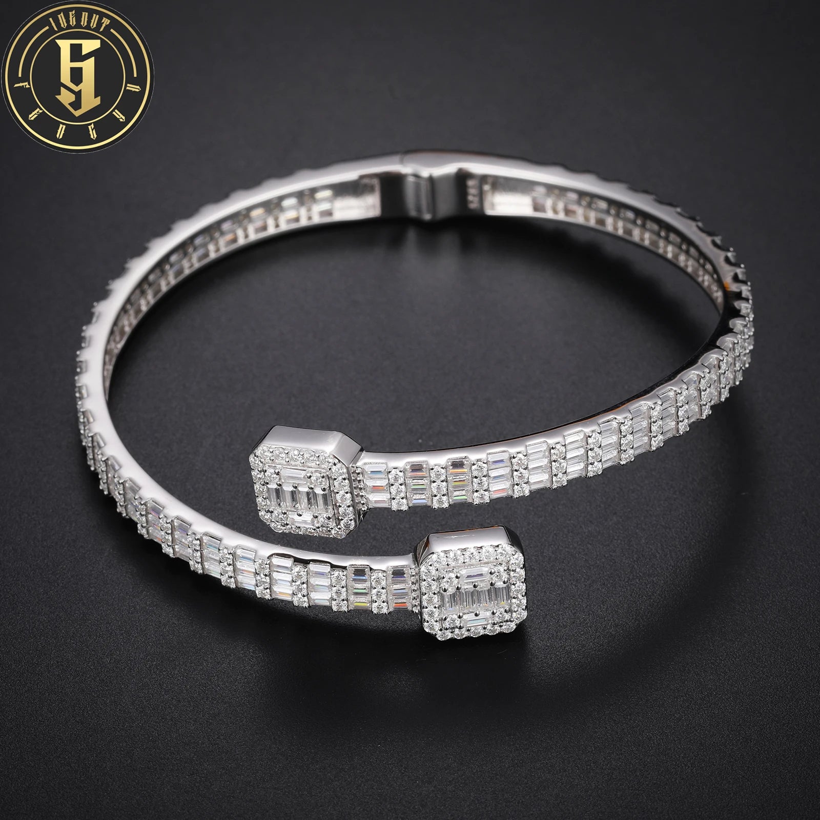 Factory Wholesale Solid S925 White Gold Plated Hip Hop Jewelry Classic Bracelet Vvs Iced Out Moissanite Bangles