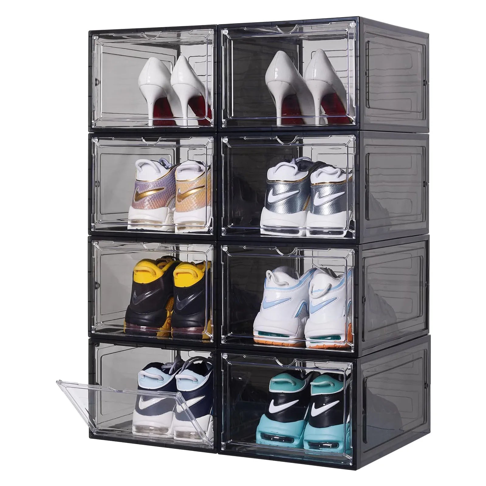 Foldable Plastic Shoe Box Injection-Molded PP Storage for Shoes Rectangle Shape Logo Space-Saving Eco-Friendly Household