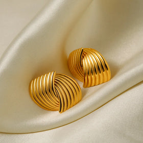 Fashion Ins Style Striped Texture Alternating Earrings Creative Personalized Trend Anti Tarnish Stainless Steel Earrings Jewelry
