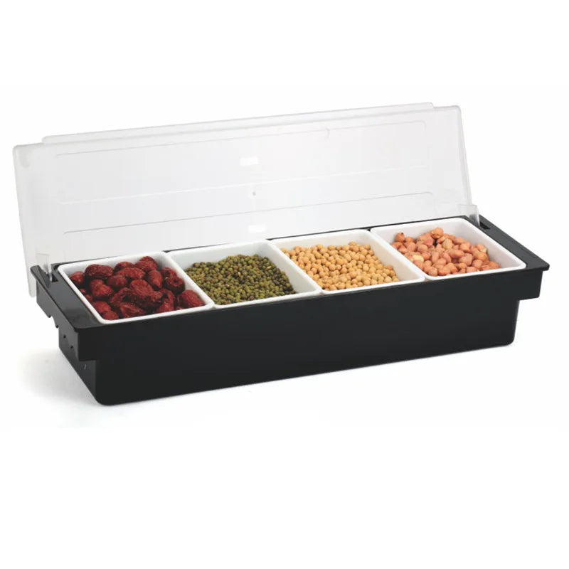 Ice Cooled Condiment Serving Container Chilled Garnish Tray Bar Caddy for Home Work or Restaurant