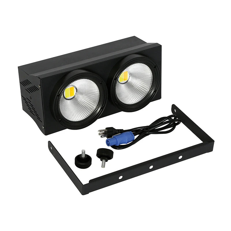 New Custom Manufacturer Low Price Stage Wedding Party 2x100W 2in1 COB Led Audience Blinder Light